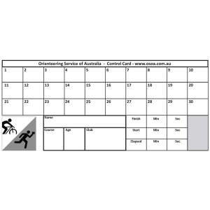 Orienteering control punch card - 30 squares