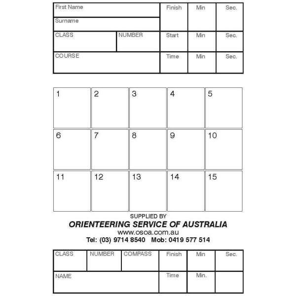 Control Cards – 15 punch squares, perforated (pack of 100)